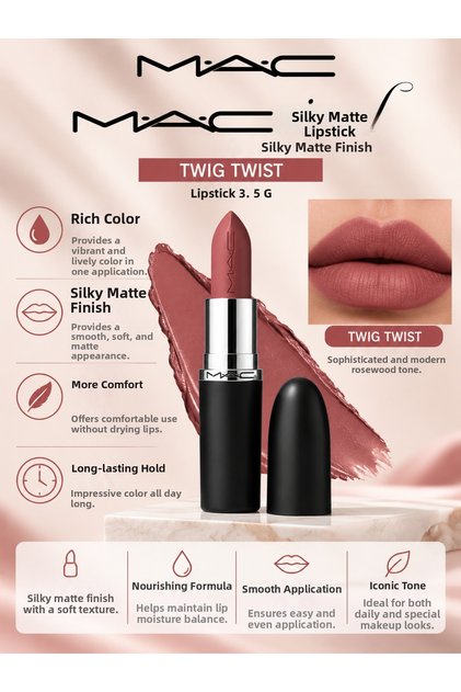 Macximal Silky Matte Lipstick Twi̇g Twi̇st 3.5 g – Silky Matte Texture and Intense Color Lipstick