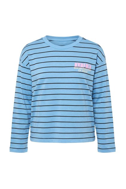 Mavi Çizgili Baskılı Regular Kalıp Baskılı Örme T-Shirt TWOAW27TS00113