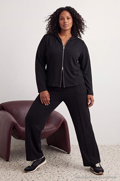 Set de trening negru din 3 piese, cu maiou și pantaloni, TBBAW27TS00008