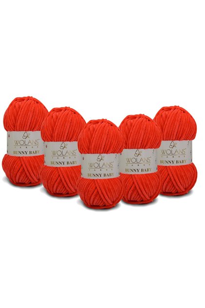 Bunny Baby Velvet Knitting Yarn 408 Red - Pack of 5