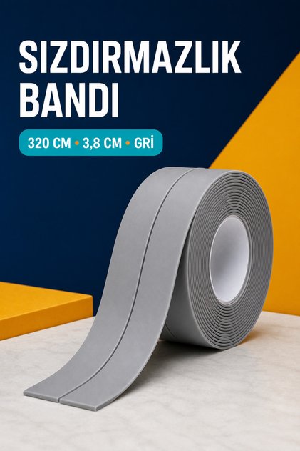 Gri 3 Metre Su Sızdırmaz Bant Evye Kenarı İzolasyon Şeridi Fonksiyonel Tasarım Sağlam ve Dayanıklı