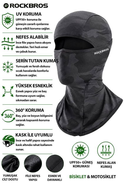 Kaymaz Kamuflaj Desenli Motorcu Maskesi - Motorcu Balaklava