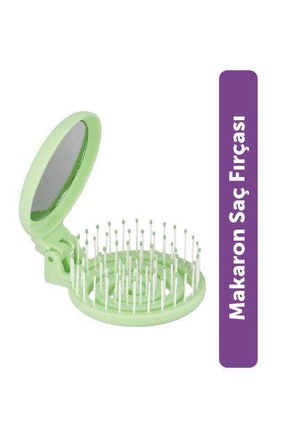 Beauty Makaron Saç Fırçası - 3D Esnek, Aynalı, Çanta Boy - Compact Detangler