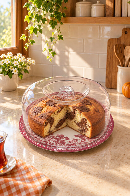 26 cm Ceramic Cake Pan with Lid, Pastry Presentation Plate