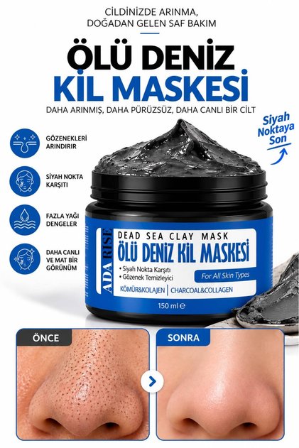 Dead Sea Mask with Collagen for Blackheads, Acne and Aging - Anti-Aging - Collagen Mask 150Gr