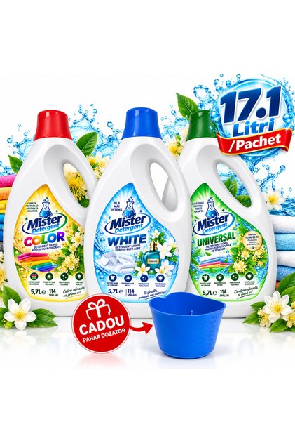 Pachet Detergenți – COLOR + ALB + UNIVERSAL – 17,1 L