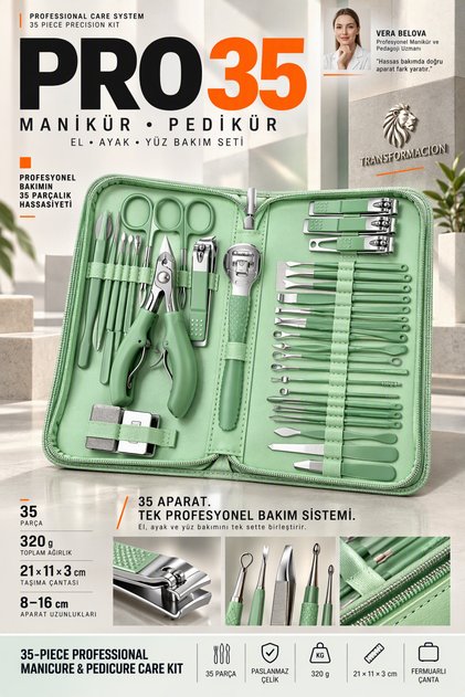 35 Parçalı Profesyonel Manikür Pedikür Seti Ev Tipi Ayak El Yüz Bakım Kiti 722163