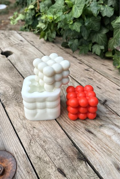 Bubble Küp Silikon Mum Kalıbı