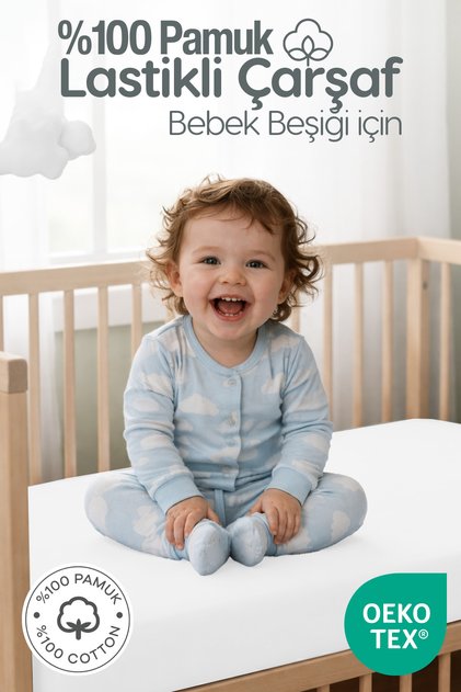 100% Cotton Combed Elastic Baby Sheet | Breathable Structure, Compatible with Park Beds and Cribs of All Sizes