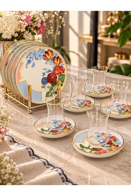 18-Piece Grand Flower Cake Tea Set