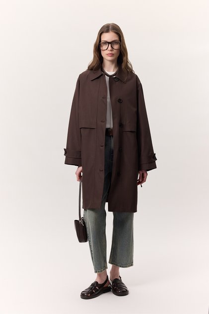 LEICHTER TRENCHCOAT MIT TAILLENVERSTELLUNG SCHOKOLADE