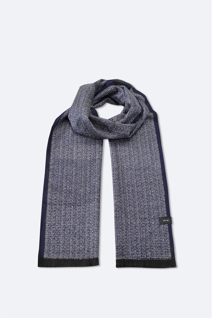 Men's Navy Blue Patterned Shawl A52Y9404