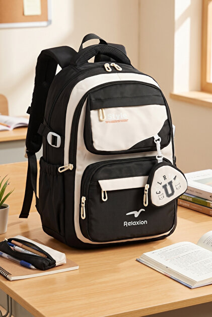 Relaxi̇on 2466 Unisex Primary and Secondary School School Bag Backpack Black