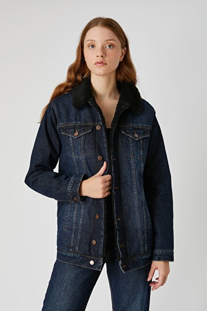 Suni kürklü denim ceket
