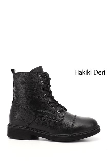 Women's Black Floater Zippered Genuine Leather Boots