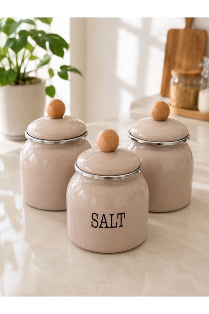 Mood Series Enamel 3-Piece Jar Small Size Soil Color