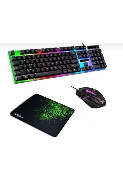 3in1 Oyuncu Mouse Mause Pad Seti Kablolu Rgb Aydınlatmalı Set Gamer Pc Oyun Seti