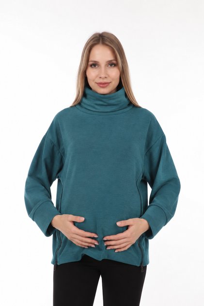 Myra4281 Zippered Maternity Sweatshirt - green