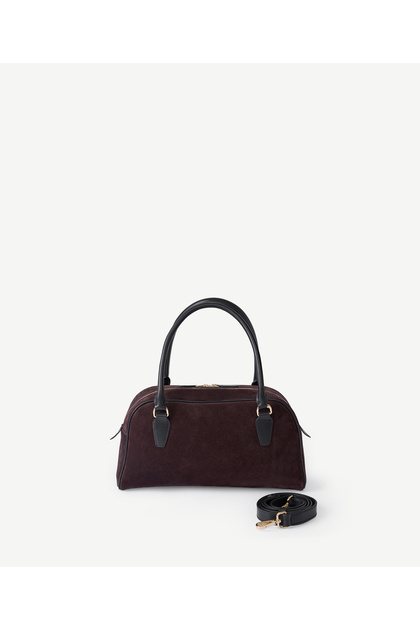 Leather-Trimmed Suede Handbag