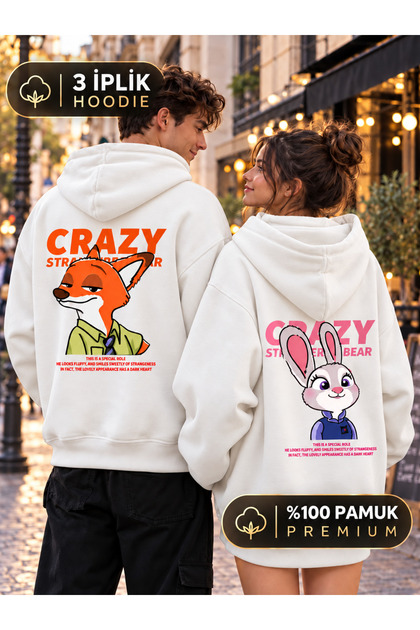 Sevgili Kombini 2-Pack Unisex Oversize Printed Hooded Hoodie Sweatshirt 100% Cotton