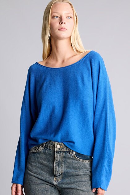 Ultra Soft Regular Fit Boat Neck Drop Shoulder Knitwear Basic Sweater I1627Ax26Au