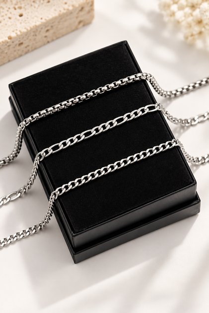316L Steel Tarnish Free A+ Silver Thin Men's Bracelet Set (3 Pcs)