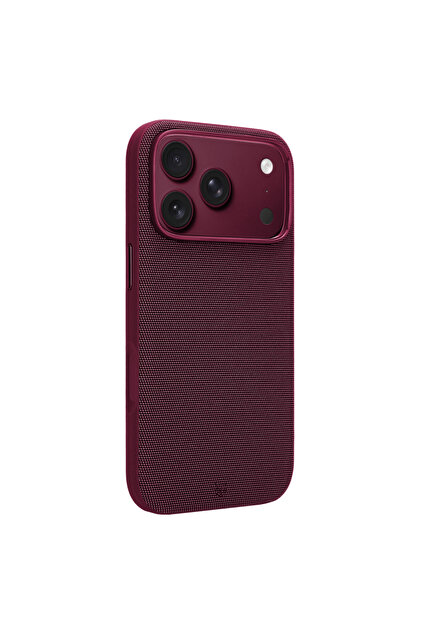 Husă MagSafe pentru iPhone 17 Pro Max / 18 Pro Max, TPU flexibil, material textil, protecție cameră, bordo