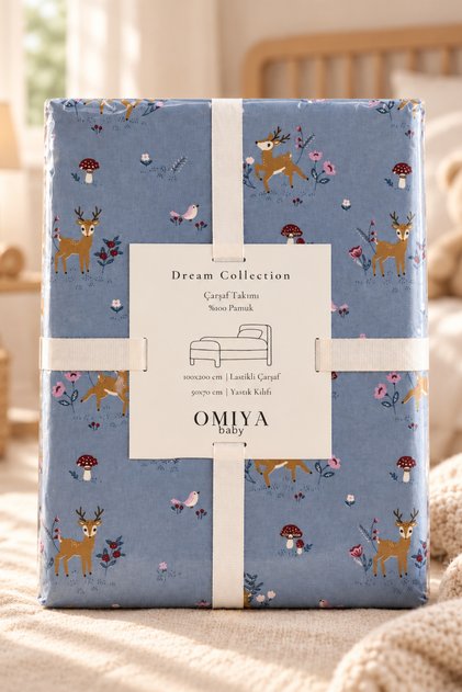 Çarşaf Takımı 100x200 Lastikli %100 Pamuk | Dream Collection Reindeer