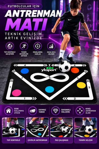 Orijinal Kaymaz Futbol Antrenman Matı Ve Eğitim Seti Top Tekniği Geliştirme