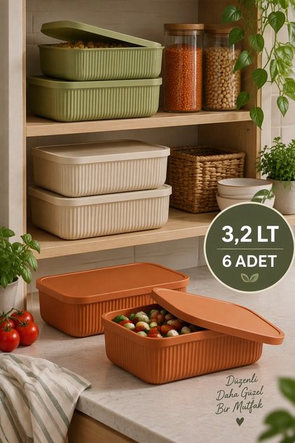 6 Pieces 3.2 Lt Storage Kitchen Storage Container Mix