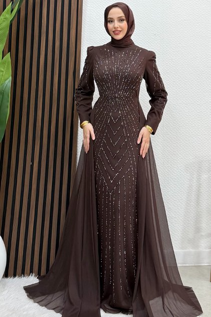 Velya Şifon Abiye Acı Kahve