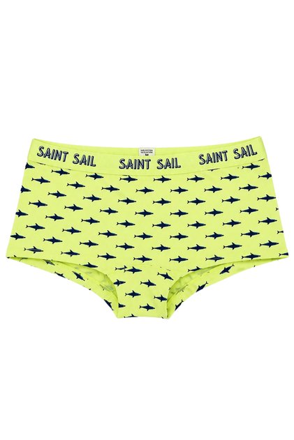Shark Patterned Yellow Women's Boyshort Panties - Comfortable Cut Underwear