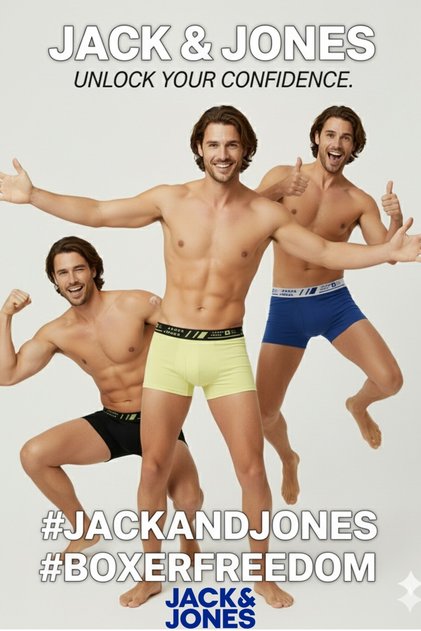 J&J Acangus Boxer Trunks 3 Pack Black Blue Yellow