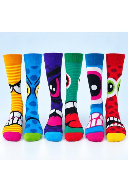 Hn Socks 8-Pack Cartoon Patterned Fun Cartoon Multi-Colored Unisex Socks