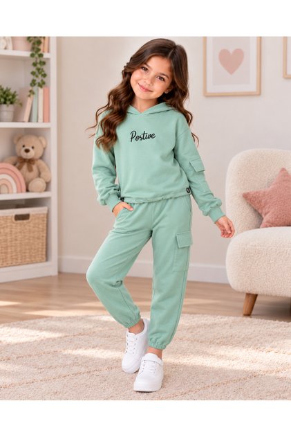 Quality Thin Hooded Girls Teenage Tracksuit Set