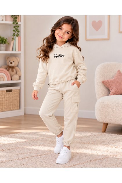 Good Quality Thin Hooded Girls Teenage Tracksuit Set