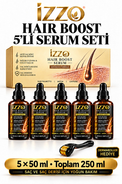 Saç Serumu | Seyrek ve Açılmış Saç Bölgeleri İçin Saç Oluşumunu Destekleyen Yoğun Bakım Serumu | Serum 5x50 ml Dermaroller