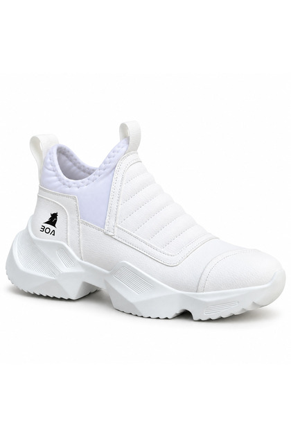 Ba0401 White Laceless High Sole Men's Sports Half Ankle Boots