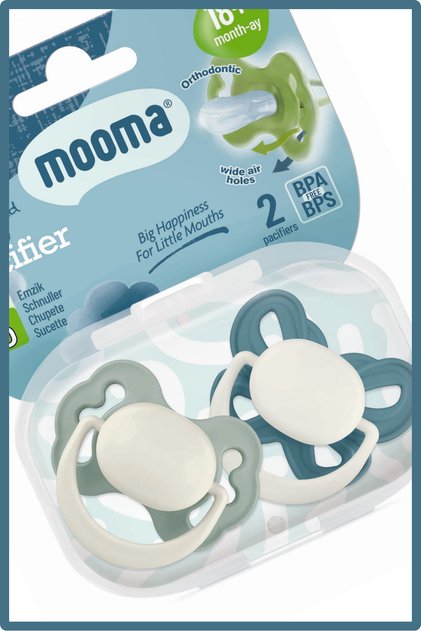 Clown & Butterfly Silicone Pacifier Set of 2 No:3 (18 Months+) Ball Blue & River Green with Storage Container Gift