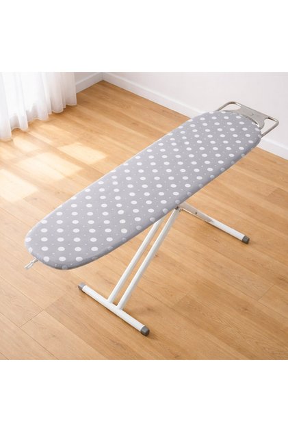 Husa pentru masa de calcat din bumbac gri, 140x50 cm, cu 2 straturi si snur de ajustare