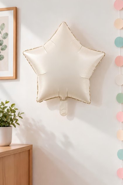 Cream Star Foil Balloon 45 cm - Baby Kids Party Celebration