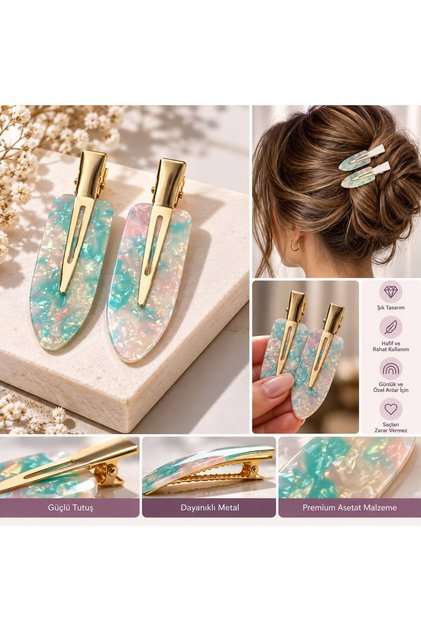 Non-Marking Hair Clip with Sedefli