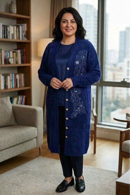 New Season Women's Stylish Beautiful Beaded Beard Cardigan