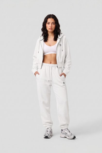 Women's Basic White Elastic Premium Winter Tracksuit Set