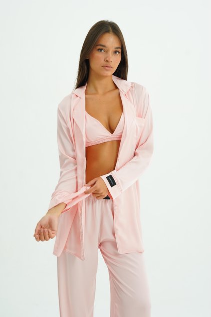 Blush Dream 4 Piece Satin Pajama Set