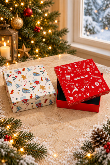 Set of 2 New Year's Gift Boxes 20X20 cm Grinding Box New Year Happy New Year Gift Box