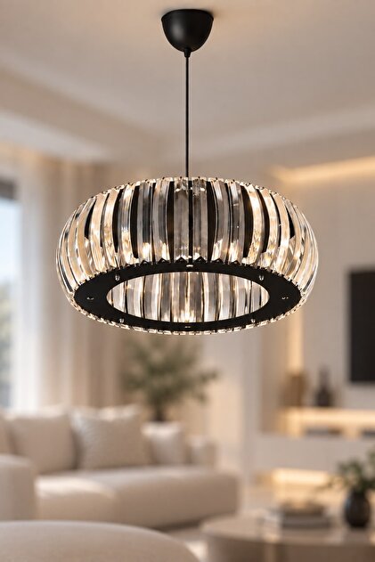 Venüs Siyah 22 Cm T.tesisatlı Kristal Taşlı Avize