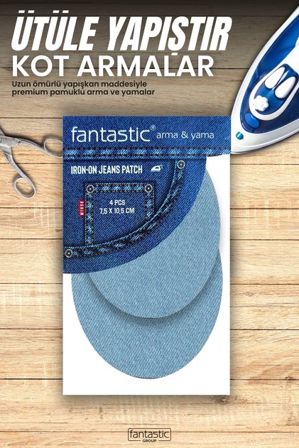 Iron-On Denim Patch 2-Pack | Fantastic Brand Knee & Elbow Repair Patches 8X10.5 cm (Ice Blue)