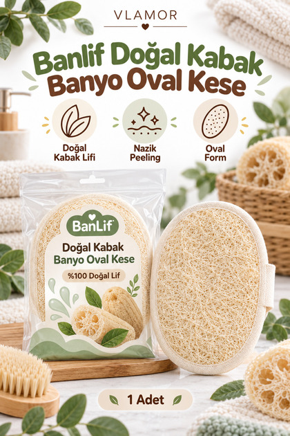 Banlif Doğal Kabak Lifi Oval Banyo Kesesi,Vücut Peeling Kesesi
