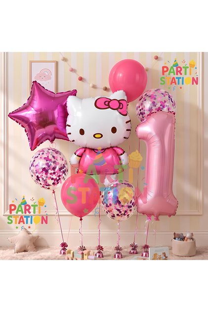 Hello Kitty 1 Year Old Balloon Set Star Balloon Foil Set Concept Birthday Set Age Balloon Set